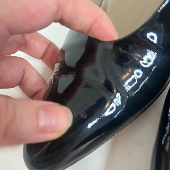 y2k Via Spiga Black Patent Leather Pointed Toe Heels Vintage Pumps Size 7 - Picture 9 of 9